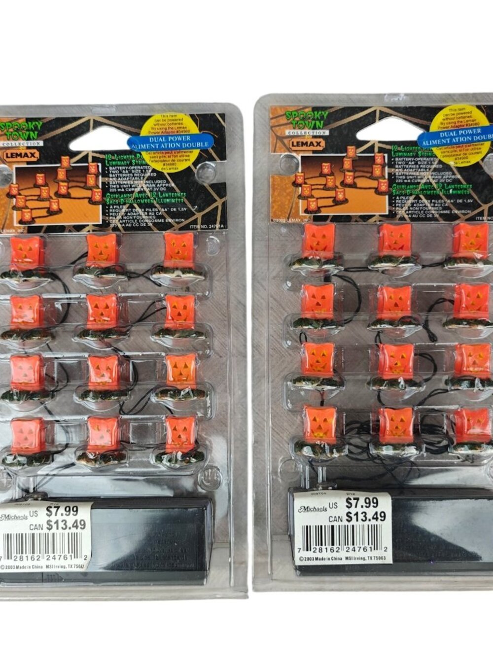 NEW Vintage Lemax Spooky Town String Lights Jack-O-Lantern Lot Of 2
